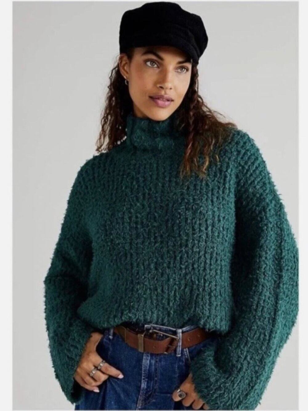 Free People Canyon Fuzzy Pullover Sweater In Green